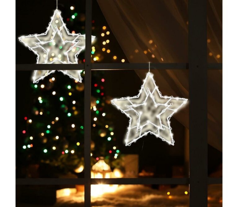 LED Vánoční dekorace do okna 35xLED/3xAA teplá bílá
