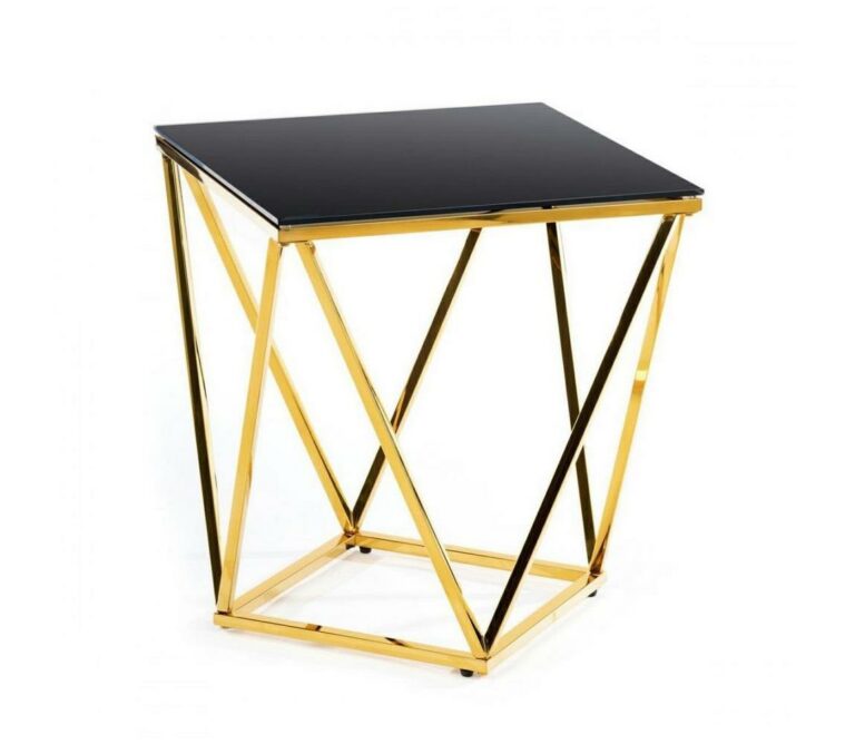 HowHomely Konferenční stolek DIAMANTA 50x50 cm zlatá/černá
