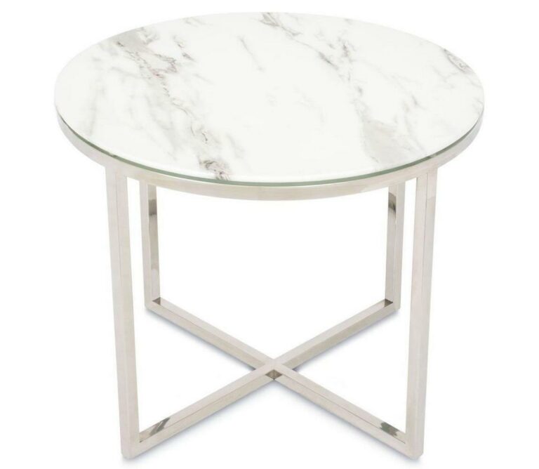 HowHomely Konferenční stolek VERTIGO 50x60 cm chrom/bílá