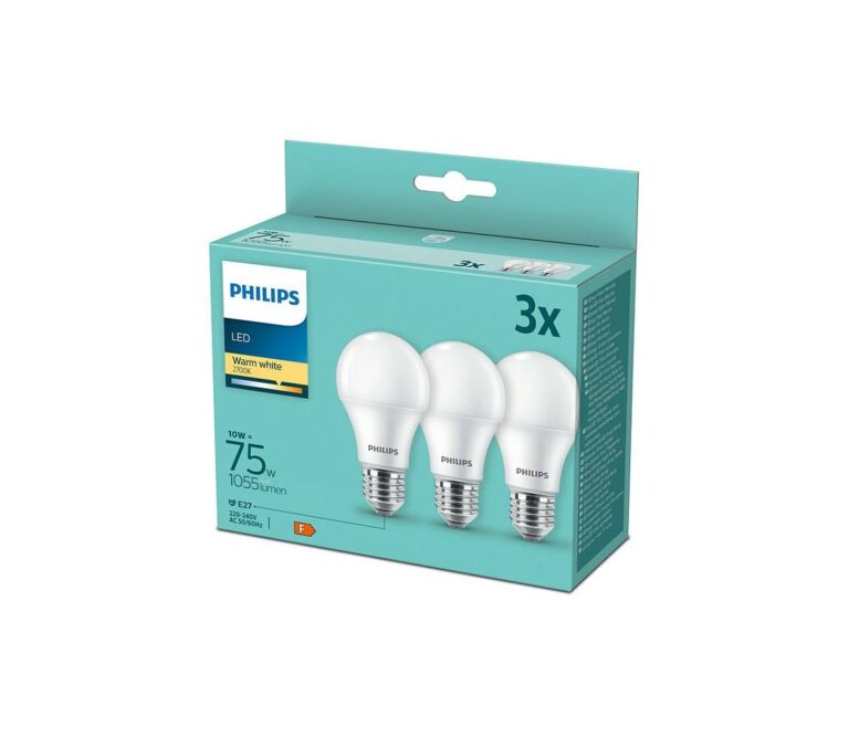 Philips LED sada žárovek 3x10W-75W E27 1055lm 2700K set 3ks