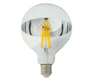LED Žárovka se zrcadlovým vrchlíkem DECOR MIRROR G125 E27/12W/230 4200K stříbrná