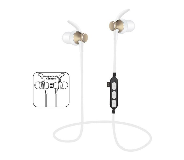 Bluetooth sluchátka s mikrofonem a MicroSD přehrávačem bílá/zlatá
