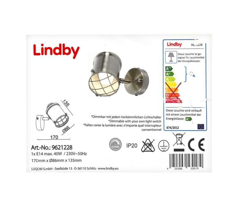 Lindby Lindby - LED Stmívatelné nástěnné svítidlo EBBI 1xE14/5W/230V