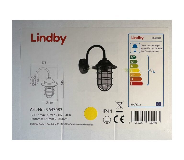 Lindby Lindby - Venkovní nástěnná lampa NAILA 1xE27/60W/230V IP44