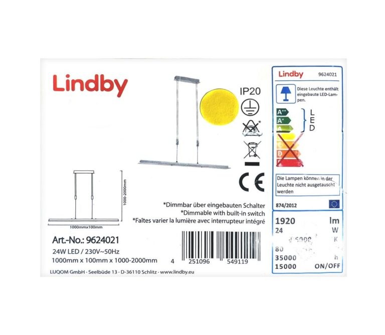 Lindby Lindby - LED Stmívatelný lustr na lanku SLADJA LED/24W/230V