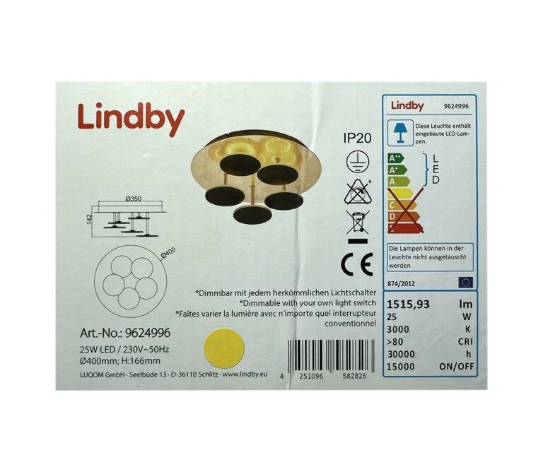 Lindby Lindby - LED Stmívatelné stropní svítidlo CASNI 5xLED/5W/230V