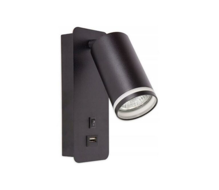 Nástěnné bodové svítidlo s USB nabíječkou 1xGU10/35W/230V černá