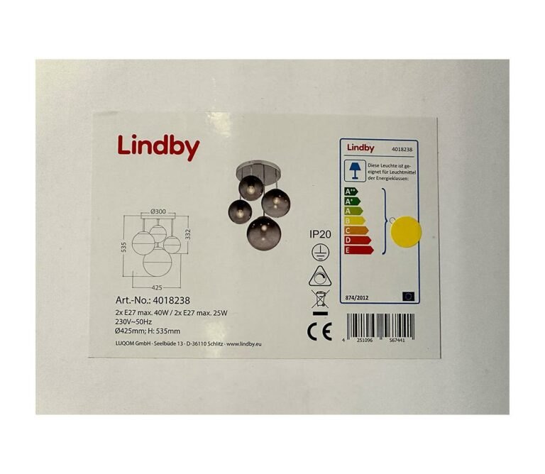 Lindby Lindby - Lustr na tyči ROBYN 2xE27/40W/230V + 2xE27/25W/230V