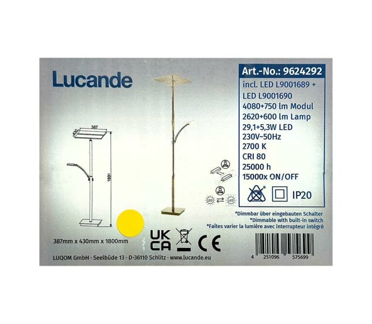 Lucande Lucande - LED Stmívatelná stojací lampa PARTHENA LED/29