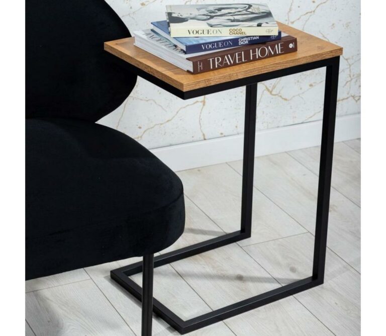 HowHomely Odkládací stolek HELPER 57x40 cm černá/hnědá