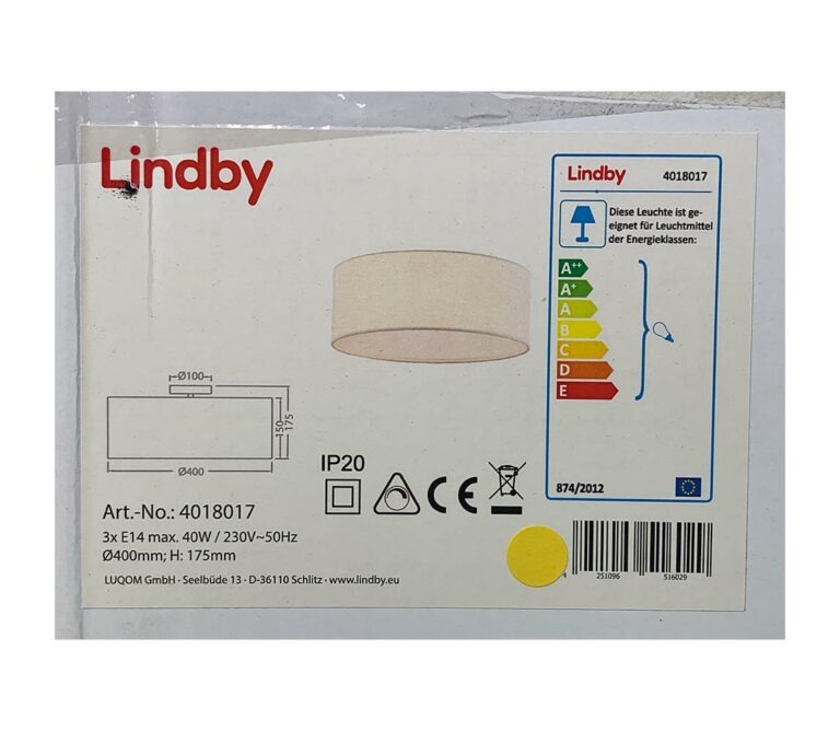 Lindby Lindby - Stropní svítidlo HENRIKA 3xE14/40W/230V bílá