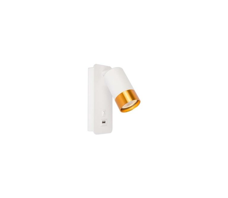 Nástěnné bodové svítidlo s USB nabíječkou 1xGU10/35W/230V bílá/zlatá