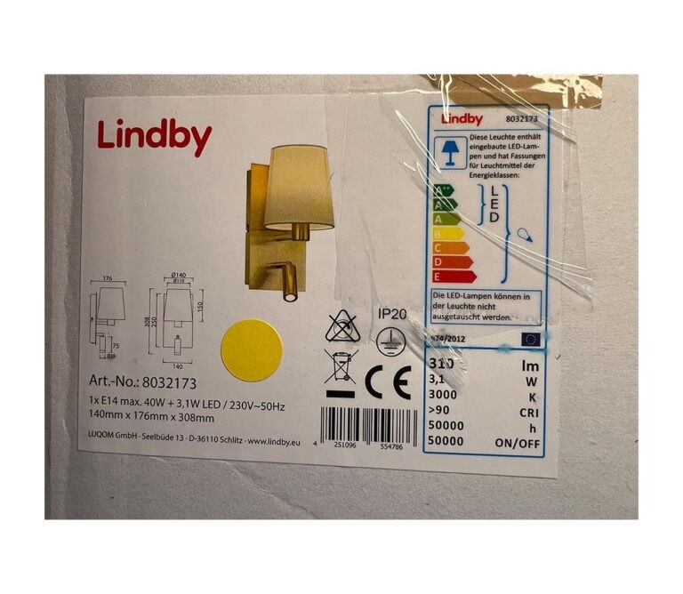 Lindby Lindby - LED Nástěnná lampa AIDEN 1xE14/40W/230V + LED/3